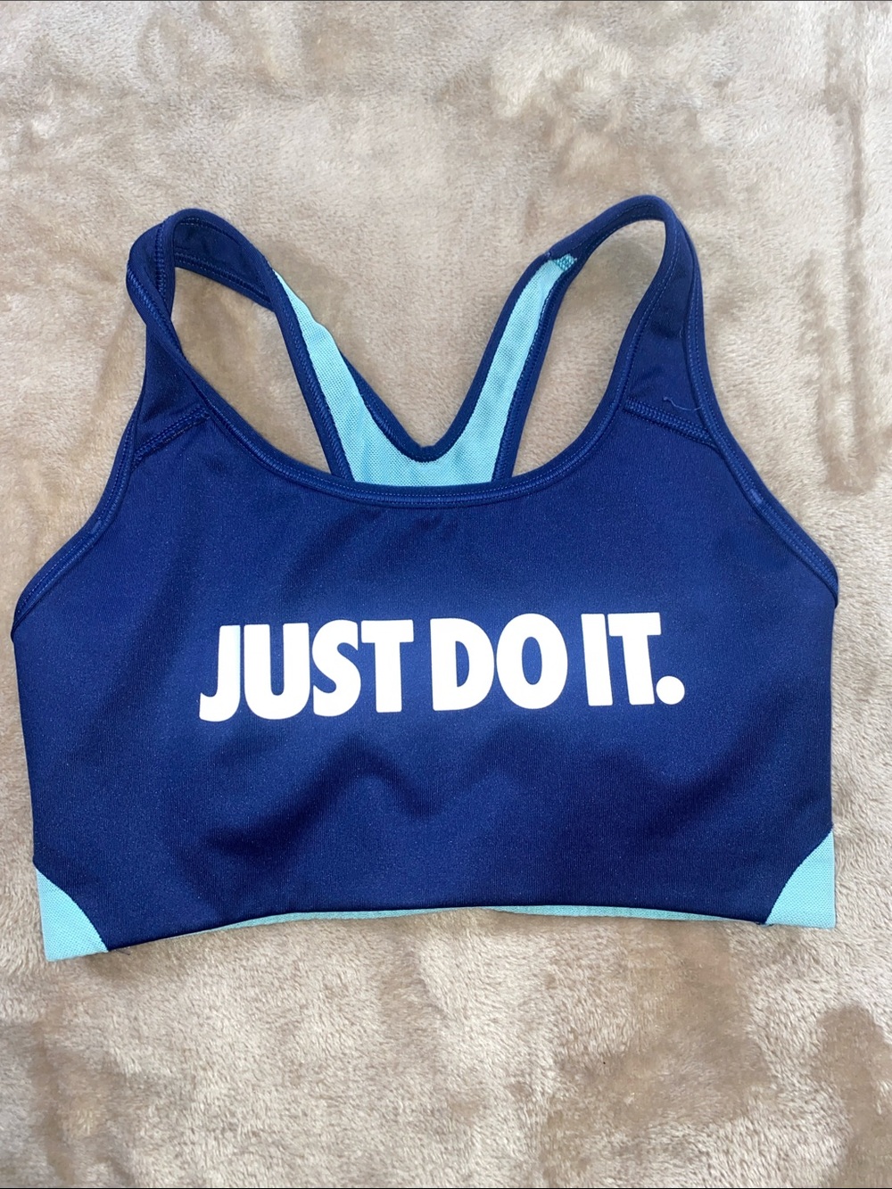 Nike Navy and Light Blue 'Just Do It.' Racerback Sports bra